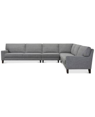 CLOSEOUT! Sandrew 4-Pc. Fabric Sectional with 2 Power Foot Rests, Created for Macy's