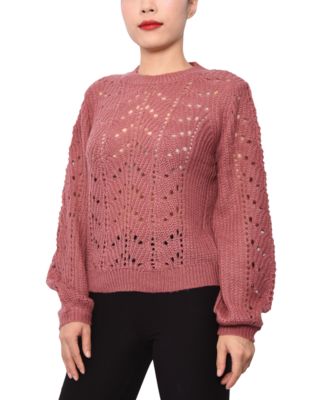 Derek Heart - Juniors' Pointelle-Knit Sweater