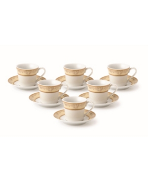 LORREN HOME TRENDS 12 PIECE 2OZ ESPRESSO CUP AND SAUCER SET, SERVICE FOR 6 