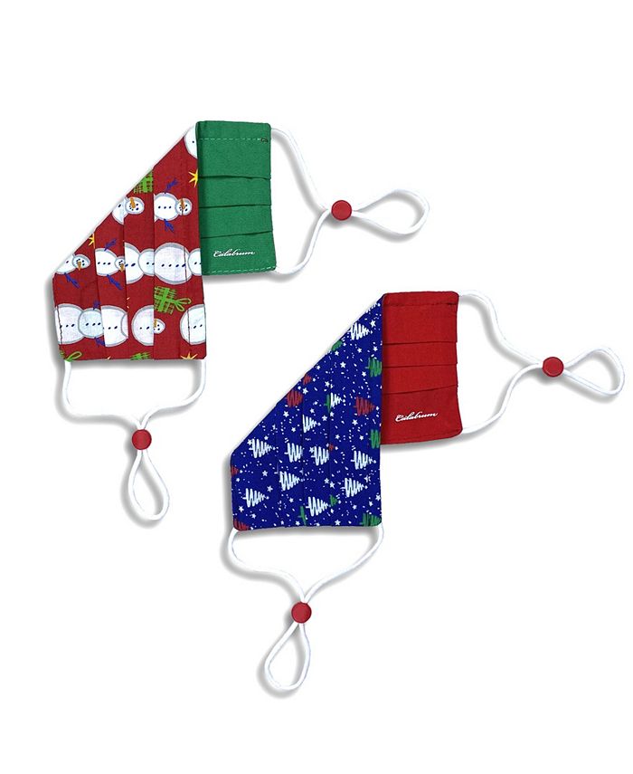 Calabrum Kids Cotton Reversible Pleated Holiday Face Mask, 2 Pack Macy's