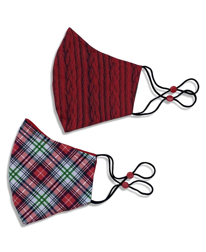 Calabrum Adult Cotton Reversible Plaid Cone Face Mask, 2 Pack Macy's