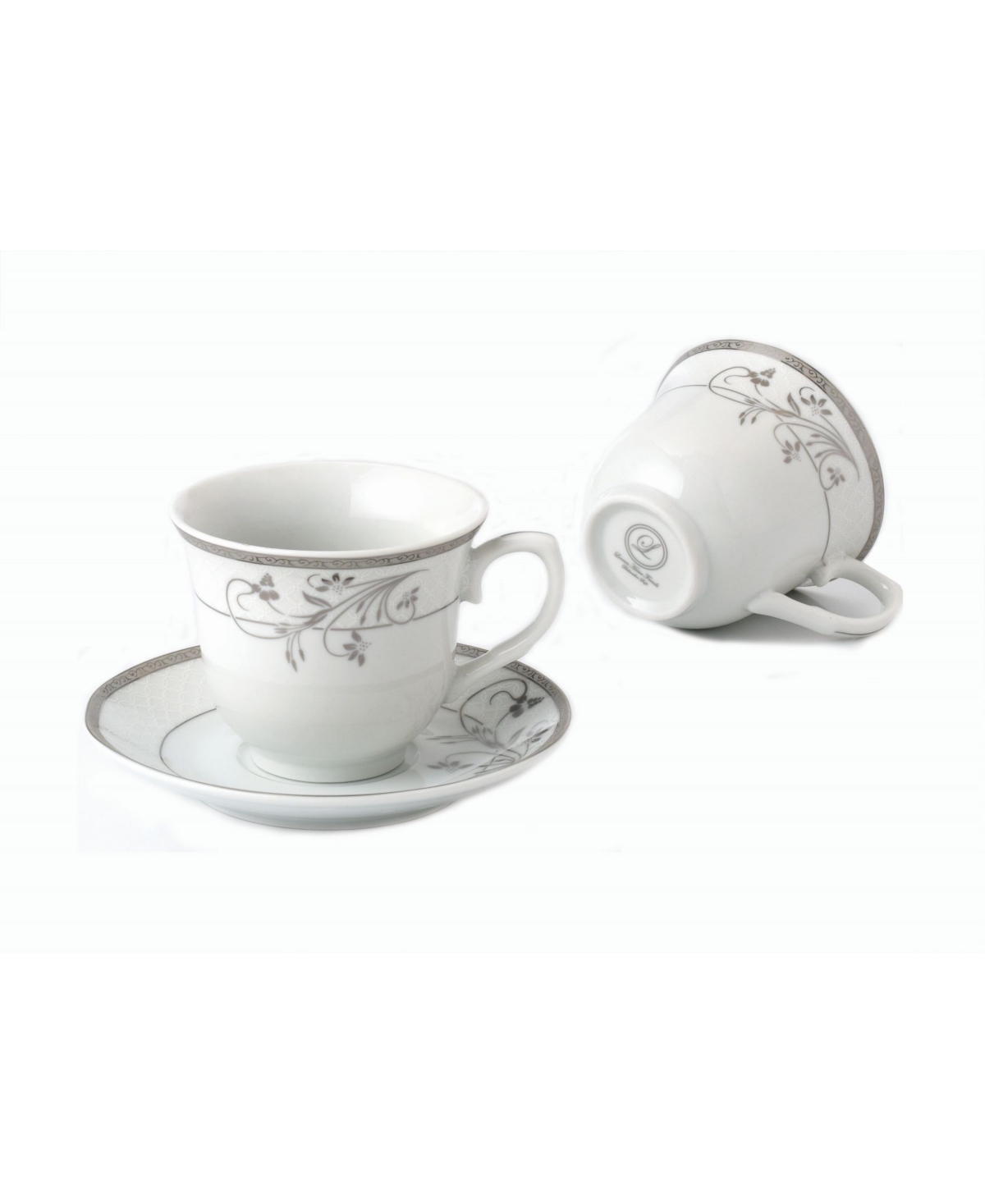 Lorren Home Trends Floral 8 Piece 8oz Tea or Coffee Cup and Saucer Set, Service for 4