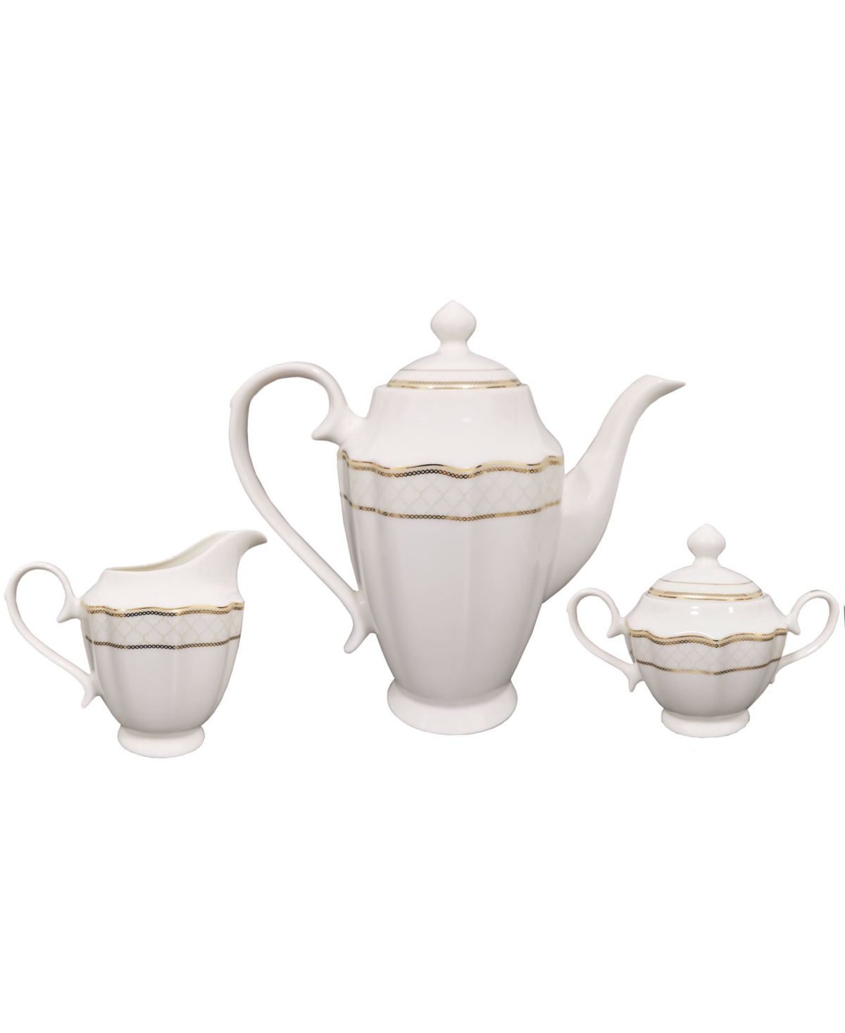 Lorren Home Trends 57 Piece Mix and Match Bone China Dinnerware Set, Service for 8 - Gold-Tone