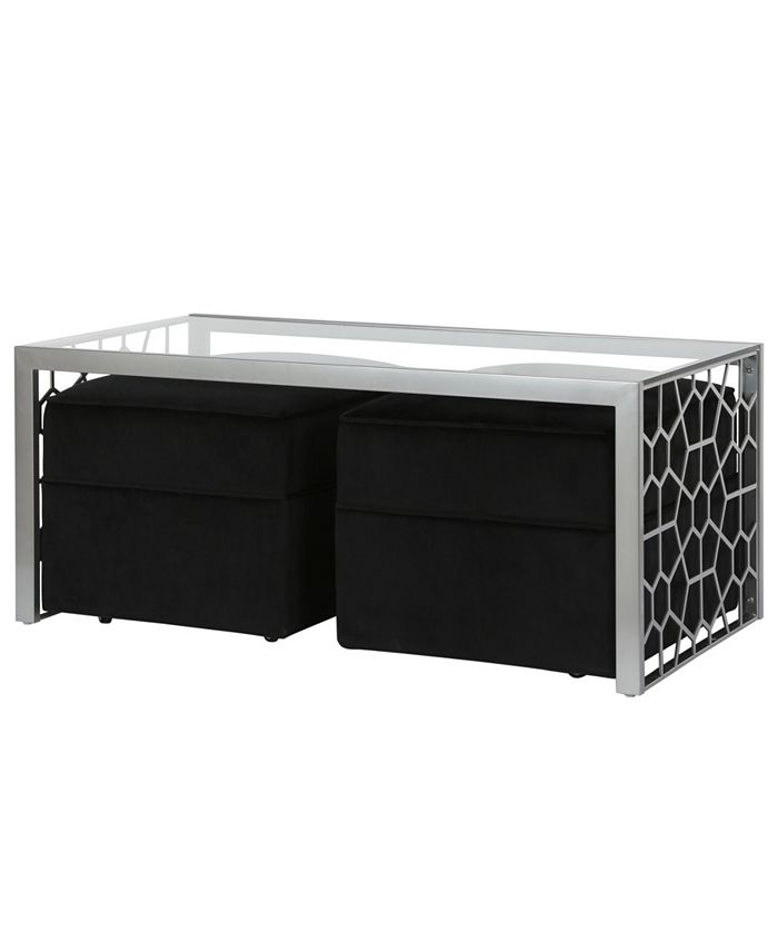 Juliette coffee table and two ottomans set sale
