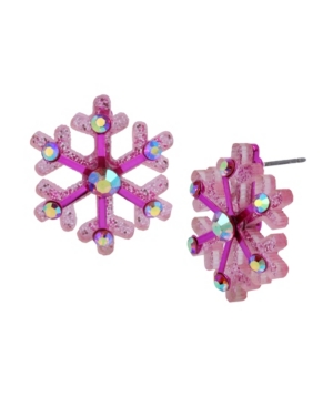 image of Betsey Johnson Festive Snowflake Button Earrings