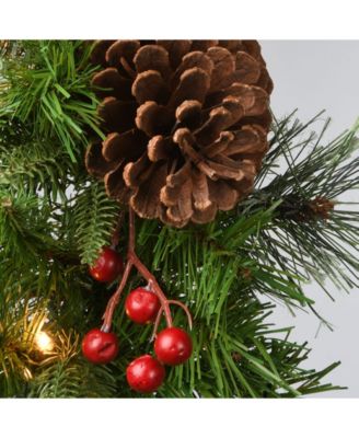 National Tree 9'x10" "Feel Real" Colonial Garland with Berries, Cones and 50 Clear Lights