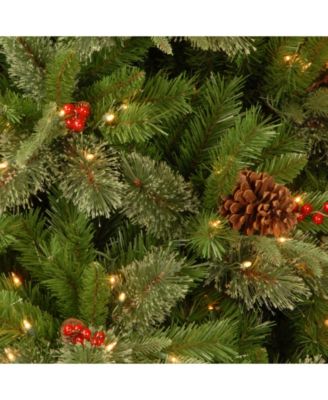 National Tree Company National Tree 24" "Feel Real" Colonial Porch Bush with Cones, Red Berries, and 50 Clear Lights