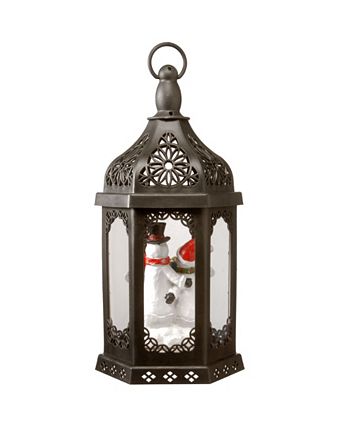 National Tree Company - National Tree 15" Christmas Lantern with Snowman Family Inside & Battery Operated Lights