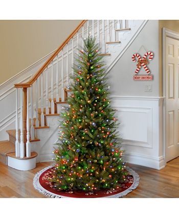 National Tree Company - National Tree 7 .5' Dunhill Fir Slim Tree with 600 Multicolor Lights