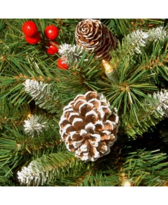 18' Frosted Berry Urn Filler with Cones, Red Berries, Tripod Stake & 35 Warm White Battery Operated LED Lights w/Timer