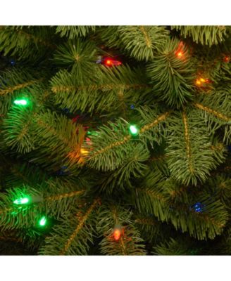 National Tree Company National Tree 7.5' "Feel Real" Down Swept Douglas Fir Pencil Slim Memory-Shape Hinged Tree w LED Lights