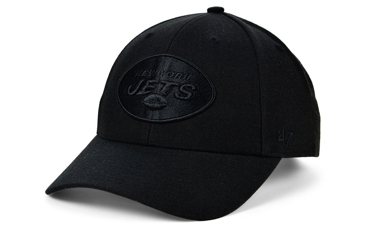 47 Brand New York Jets Black & Black Mvp Cap In Black,black