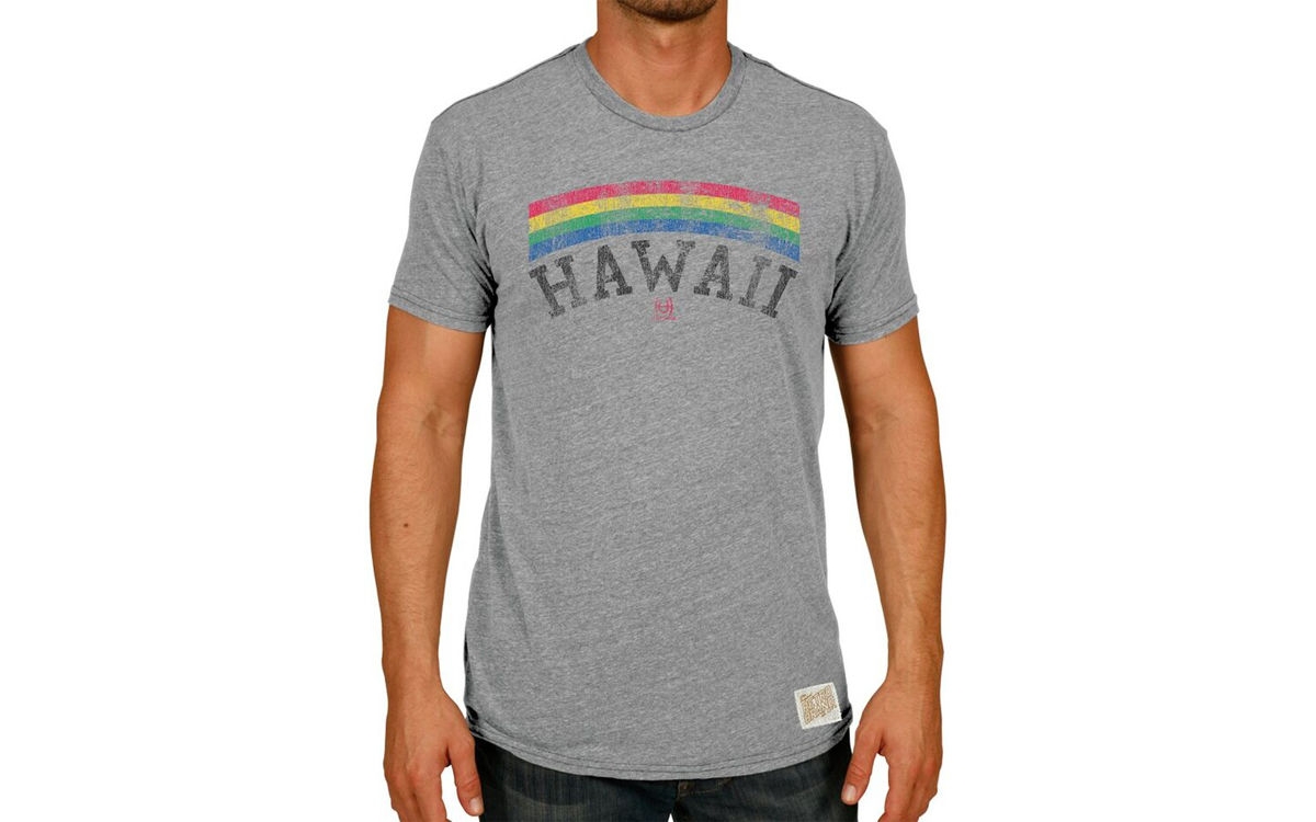 Hawaii Warriors Men's Vintage Rainbow Tri-Blend T-Shirt - Gray