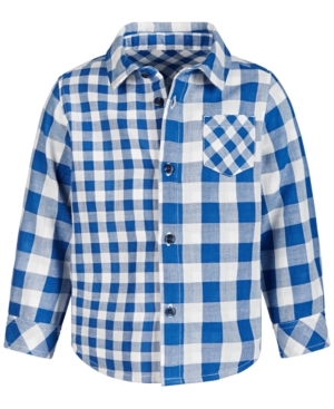 image of First Impressions Baby Boys Double-Faced Plaid Cotton Shirt, Created for Macy-s