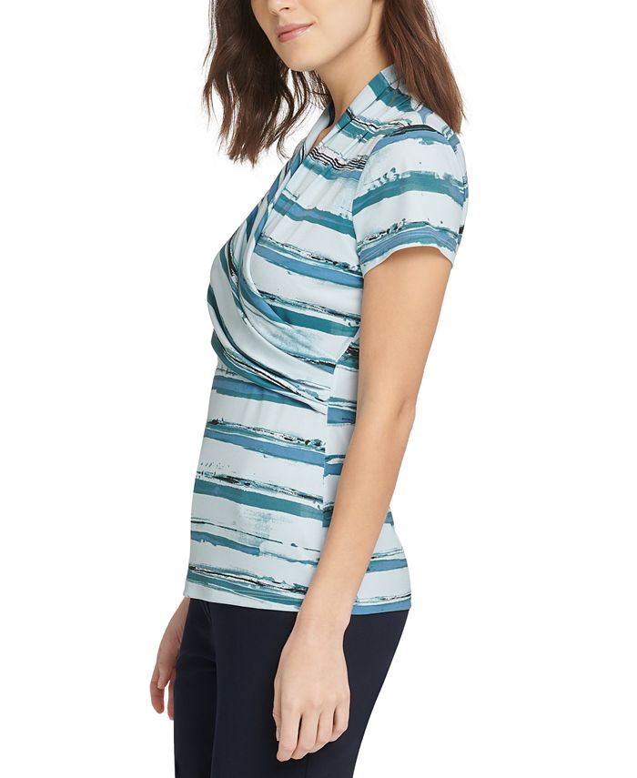DKNY Printed Surplice Top Macy's