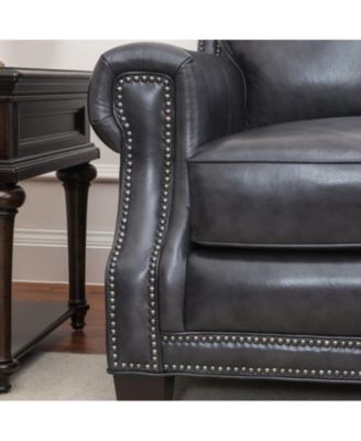 Willison Italian  Leather Armchair in Charcoal Gray