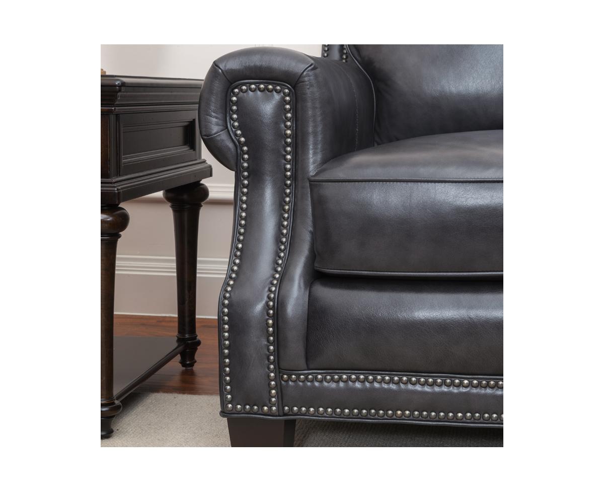 Willison Italian Leather Armchair in Charcoal Gray
