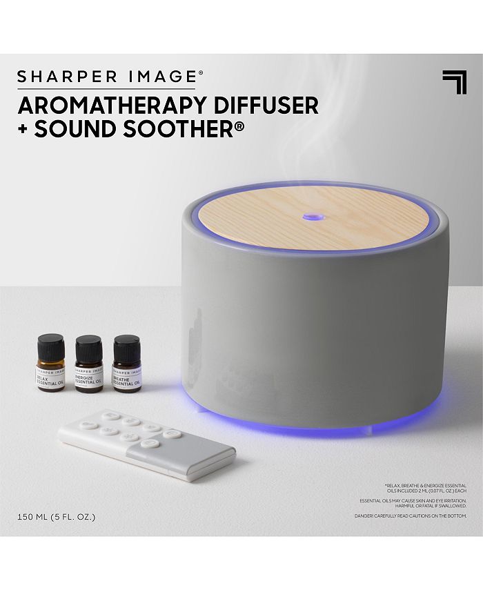 Sharper Image Diffuser Ultrasonic Aromatherapy Wood Lid and Ceramic LED