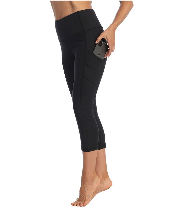 Women's Black High Waist Full Length Leggings w/Side Pockets by