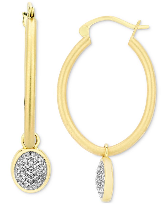 Enchanted Disney Fine Jewelry - Diamond Pav&eacute; Jasmine Dangle Hoop Earrings (1/5 ct. t.w.) in 10k Gold