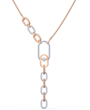 image of Swarovski Two-Tone Crystal Link Lariat Necklace, 15-5/8