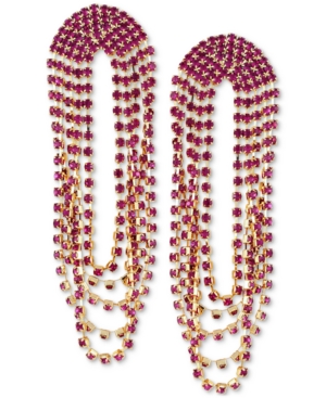 image of Guess Gold-Tone Stone Strand Drop Earrings