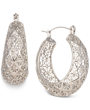 image of Charter Club Silver-Tone Lacy Graduated Hoop Earrings, Created for Macy-s