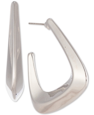 image of Charter Club Silver-Tone Square Medium Hoop Earrings, 1.2