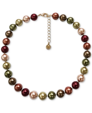 image of Charter Club Gold-Tone Multicolor Imitation Pearl Collar Necklace, 17