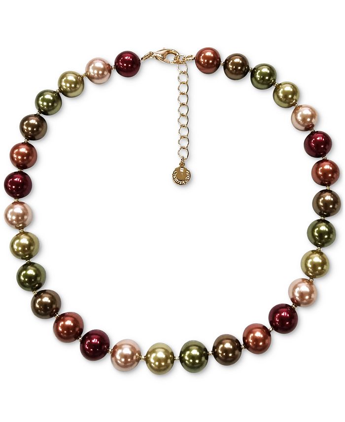 Charter Club GoldTone Multicolor Imitation Pearl Collar Necklace, 17