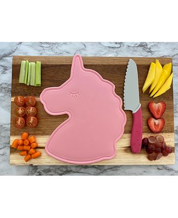 Handstand Kitchen Unicorn Cutting Board & Kid Safe Knife Set Pink