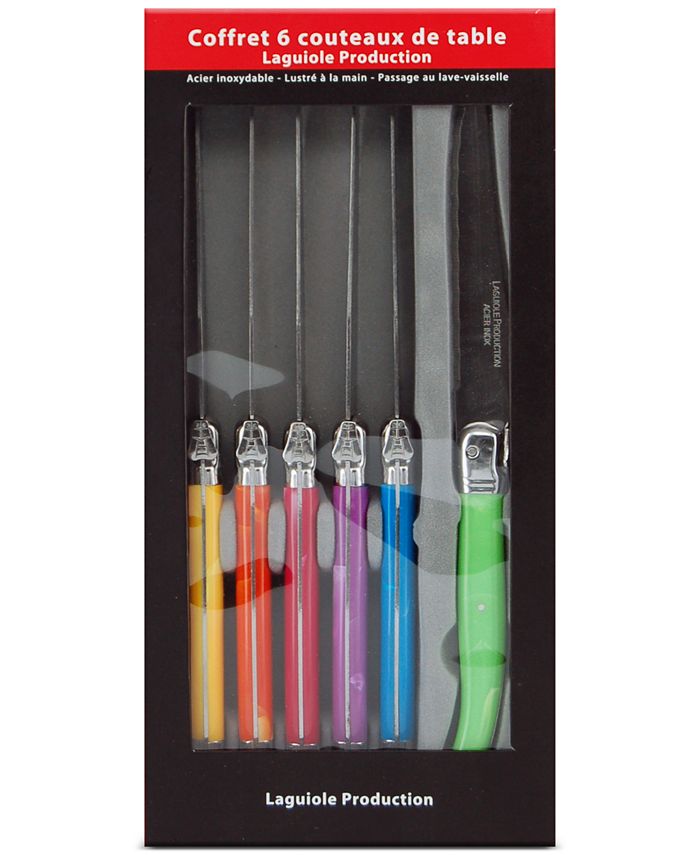Set of 6 Laguiole Steak Knives ABS in Assorted Colors Handles