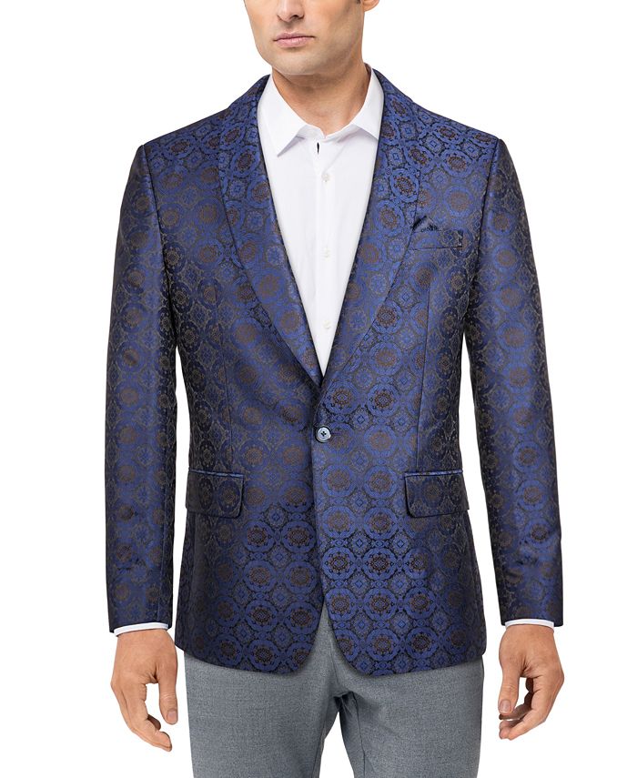 Tallia Men s Navy Jacquard Slim Fit Dinner Jacket Macy s