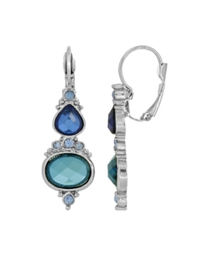 image of 2028 Women-s Silver Tone Blue Drop Earrings