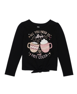 image of Epic Threads Little Girls Long Sleeve Hot Cocoa Graphic Tee