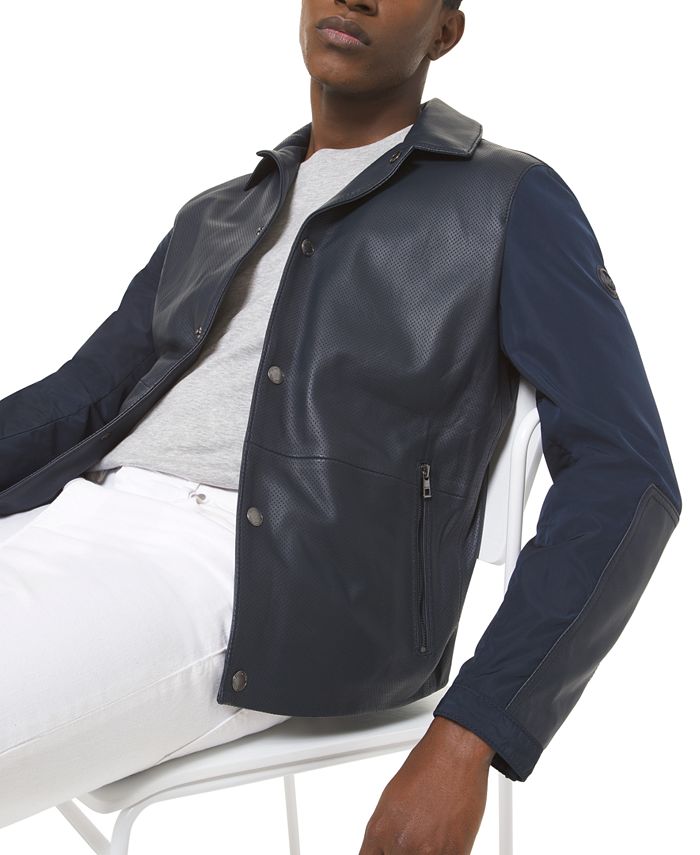 Michael Kors Men's Leather Coach Jacket & Reviews - Coats & Jackets - Men -  Macy's