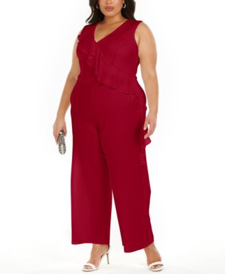 women's dressy red jumpsuit