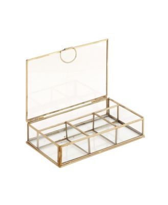 by Cosmopolitan Gold Glass Modern Jewelry Box , 2" x 9" x 6"