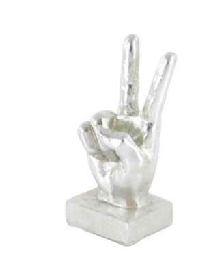 by Cosmopolitan Set of 3 Silver Polystone Traditional Hand Sculpture, 7", 7", 6"