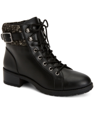 image of Style & Co Gaiel Lace-Up Cold-Weather Lug Sole Booties, Created for Macy-s Women-s Shoes