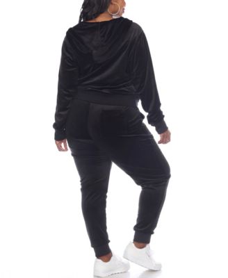 Plus Size Velour Tracksuit Loungewear 2pc Set