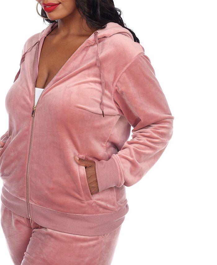 white mark women's velour tracksuit loungewear 2pc set