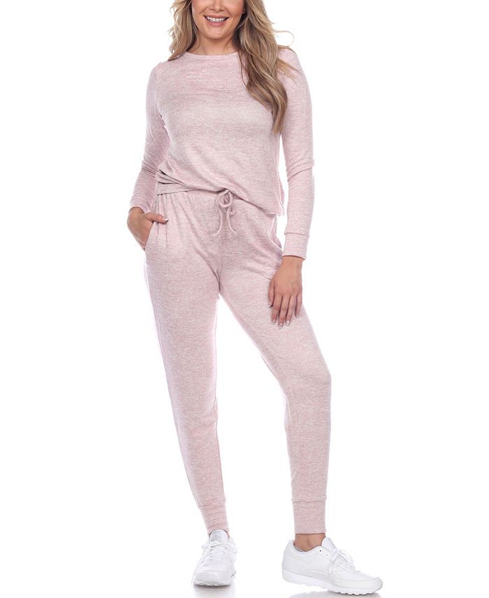 white mark women's velour tracksuit loungewear 2pc set