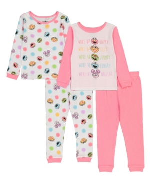 image of Ame Sesame Street Toddler Girl 4 Piece Pajama Set
