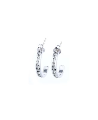 Crystal Birthstone Semi-Hoop Earrings in Sterling Silver - Macy's