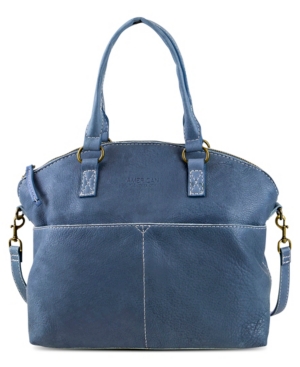 American Leather Co. Carrie Leather Dome Satchel In Bay Blue