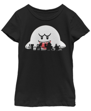 Big Girls Nintendo Mario Halloween Silhouettes Short Sleeve T-shirt