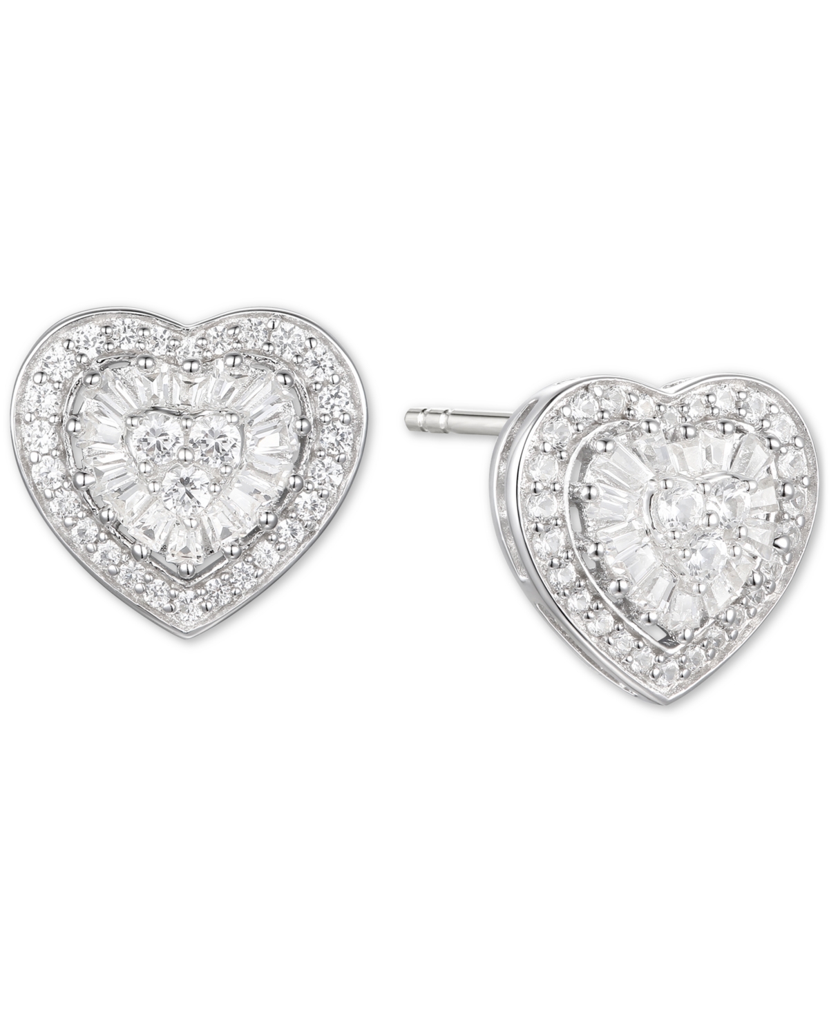 Diamond Baguette Heart Stud Earrings (1/2 ct. t.w.) in 14k Gold , 14kor 14k Rose Gold - White Gold