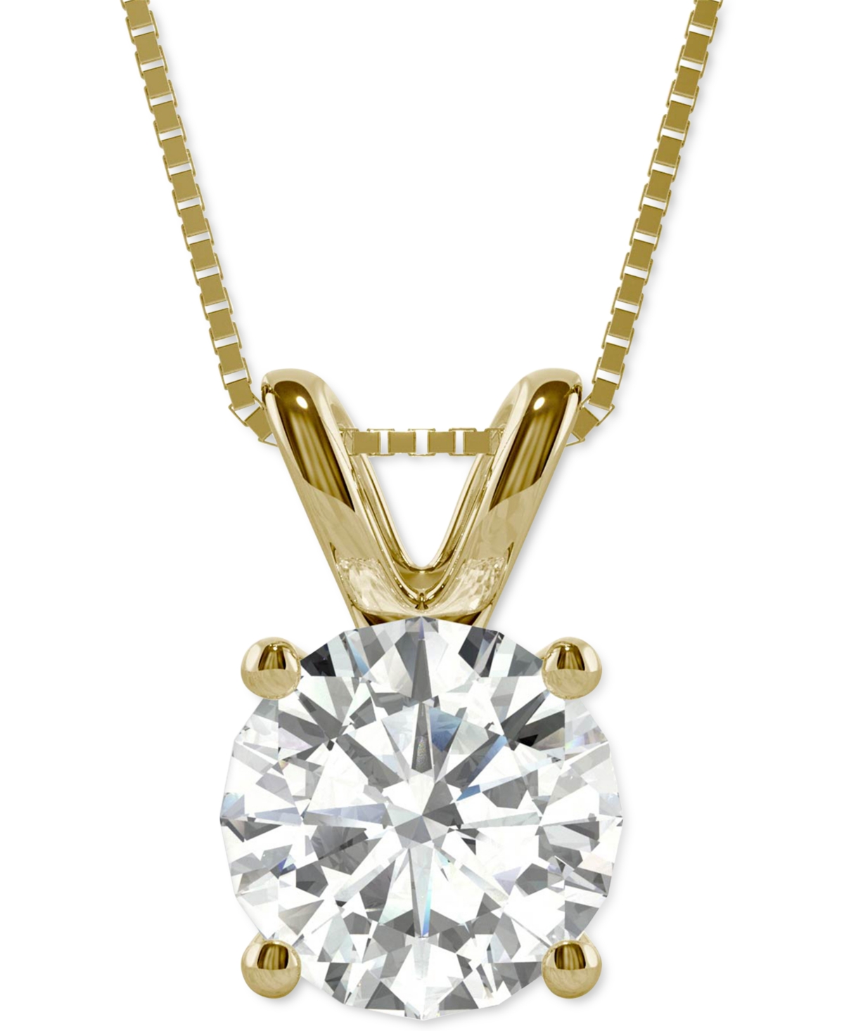 Moissanite Solitaire Pendant (3-1/10 ct. t.w. Diamond Equivalent) in 14k White Gold and 14k Yellow Gold - Gold