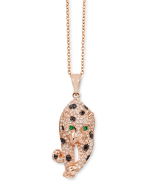 image of Effy Diamond ( 3/4 ct. t.w.) Panther Pendant Necklace in 14k Rose Gold